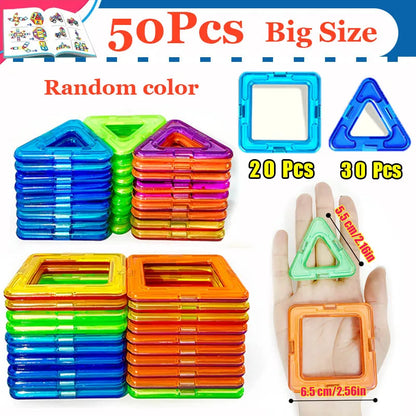 Creative Magnetic Building Blocks Kit - Large & Mini DIY Toys for Kids Aged 7-12, Fun Educational Construction Gift in Mixed Colors
