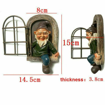 Gnome Garden Resin Statue Naughty Elf Window Hugger Fairy Tale Garden Decor Fall 2026 Gift Idea