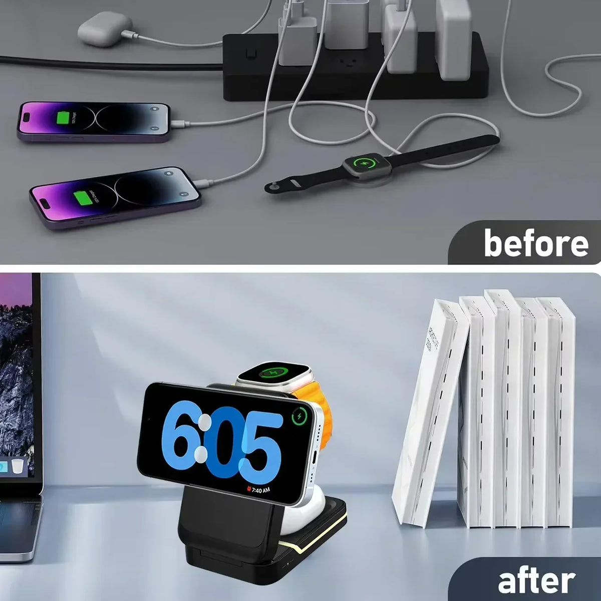 iPhone 12-16, Apple Watch, AirPods, USB-C, 15W 2026 – Foldable magnetic wireless charger