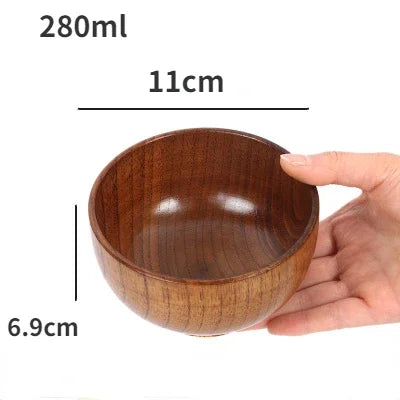 Wood Jujube Soup Bowls Solid Wooden Japanese Bowls
