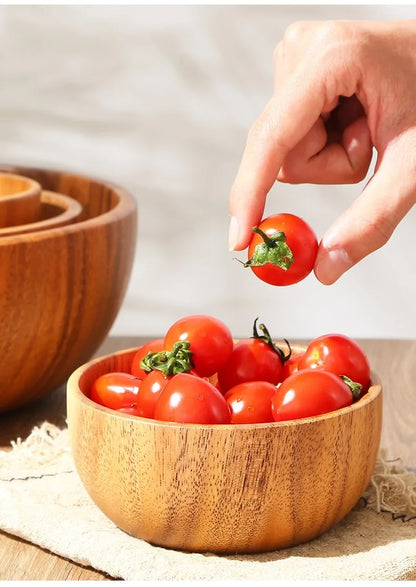 Wooden Acacia Bowl Japanese Style Salad Bowl Ramadan