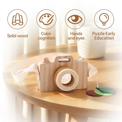 Montessori Wooden Camera Toy for Babies, BPA-Free, Safe Outdoor Gift for Toddlers, Encourages Creative Play and Skill Development