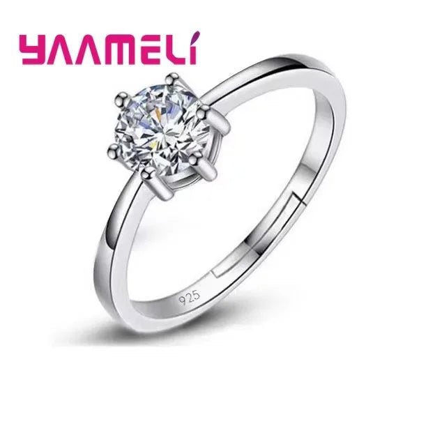Ring Engagement Sterling Silver Solitaire Ring Austrian Crystal Fall 2026 Timeless Sparkle Gift Idea