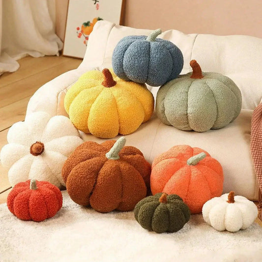 Cozy Sherpa & Boucle Throw Pillow for Fall & Halloween Household Decor, Ideal Gift for Kids and Babies – Plush Pumpkin Cushion
