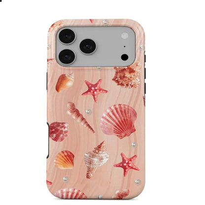 Ocean Tropical Double-Layer iPhone Case - PC TPU Cartoon Design Washable Cover for iPhone 11 to 17
