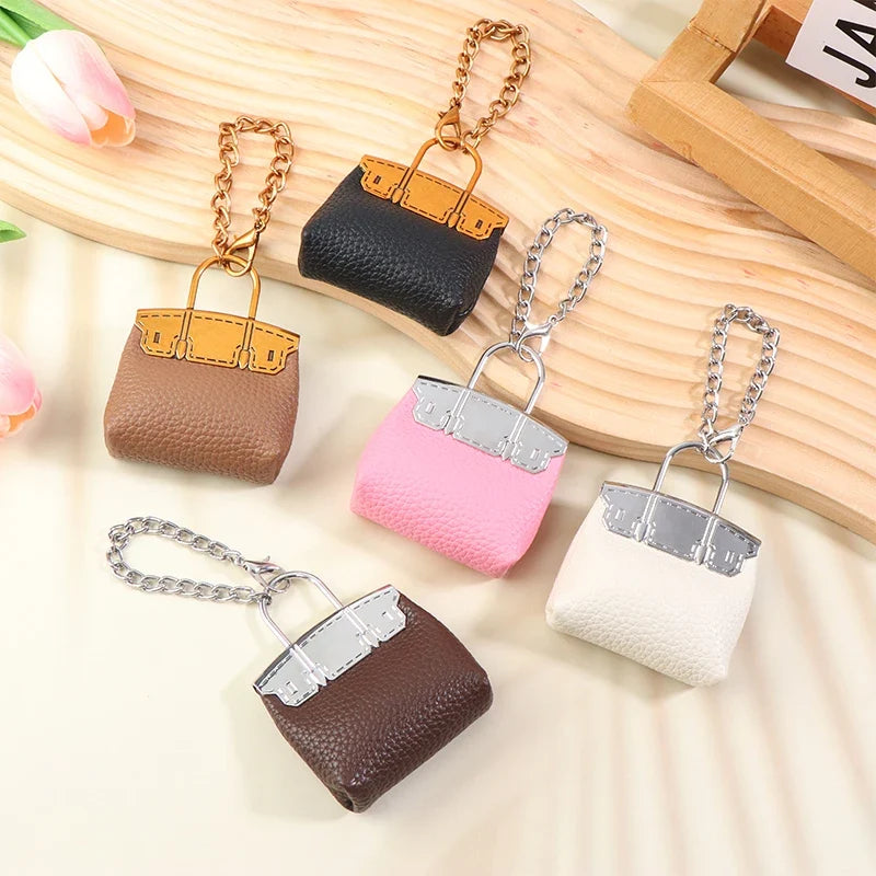 1+1 Free Birkin Inspired Mini Hand Bag - Compact Bag Charm Keychain with Metal Chain
