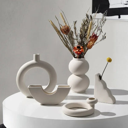 Ceramic Vase Embryo Sculptural Tabletop Vase Scandinavian Minimalist Household Decor Fall 2025 Ideal For Dry Flower Display
