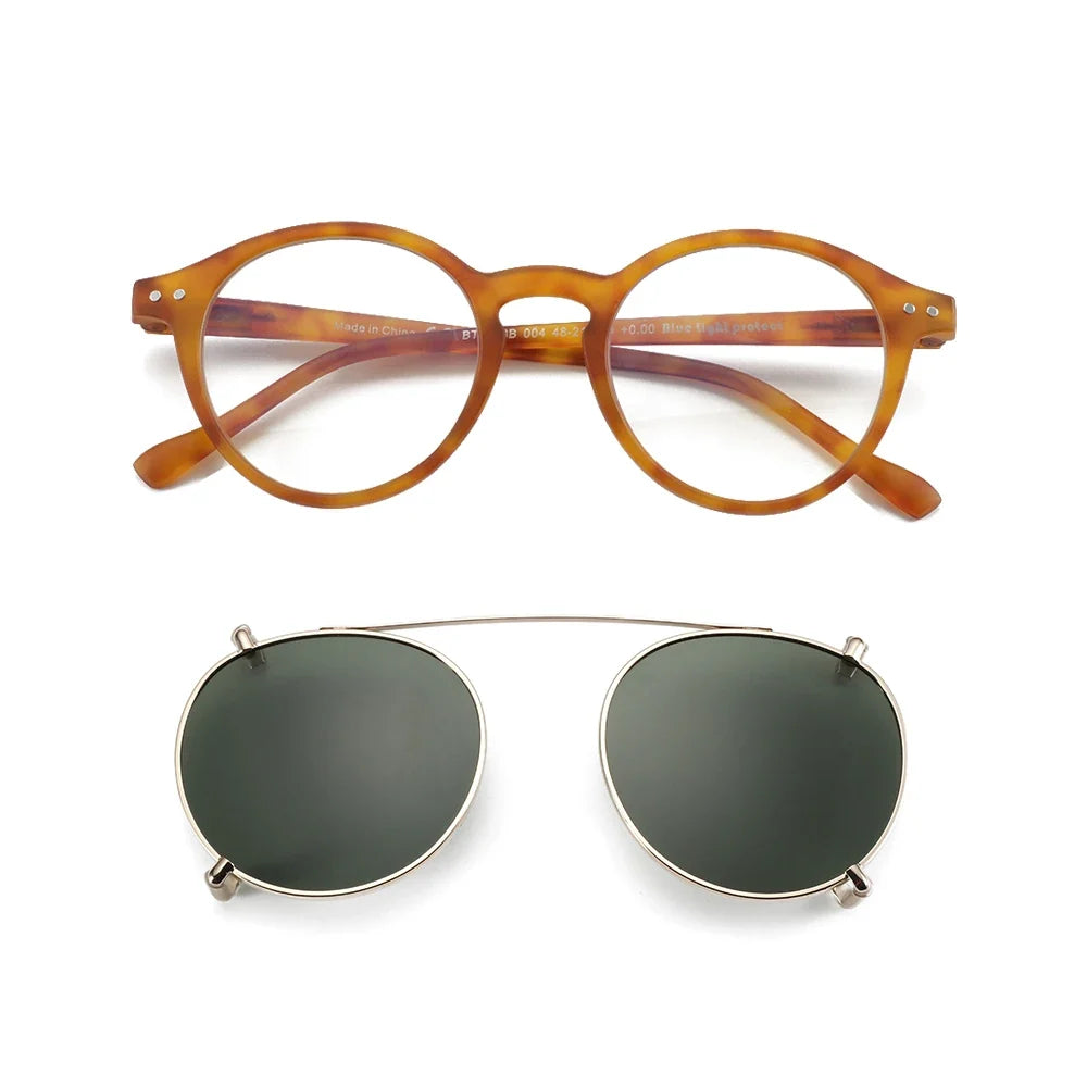 Clip2026 Edition On Sunglasses Retro Round Frames Anti Blue Light Polarizing Clip Ons Summer