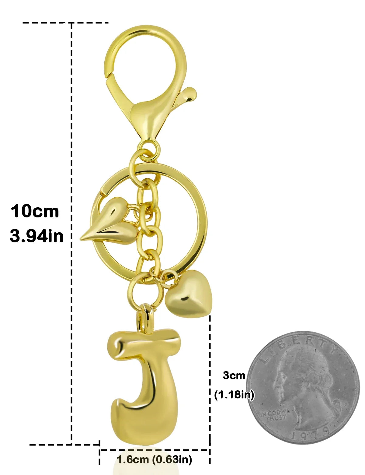 Keychain Personalized Gold Bubble Letter Bag Charm Gift