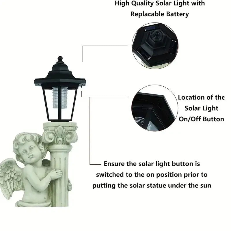 Angel Solar Light Statue 19.29 Inch Outdoor Garden Path Light Catholic Religious Decor Gift Idea