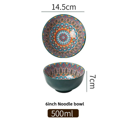 Ceramic Bohemian Rice Bowl Retro Noodle Bowl Kitchen Gift