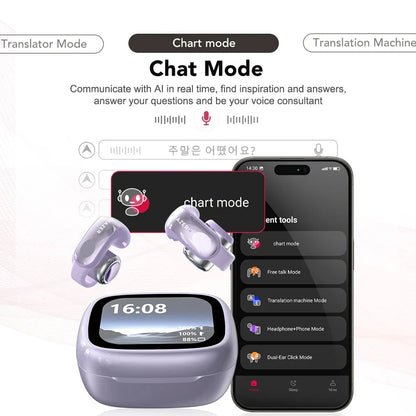 Wireless2026 Edition Earbuds Open-Ear Translation Earphones Real-Time Language Translate 135 Languages For Travel, Office Fall