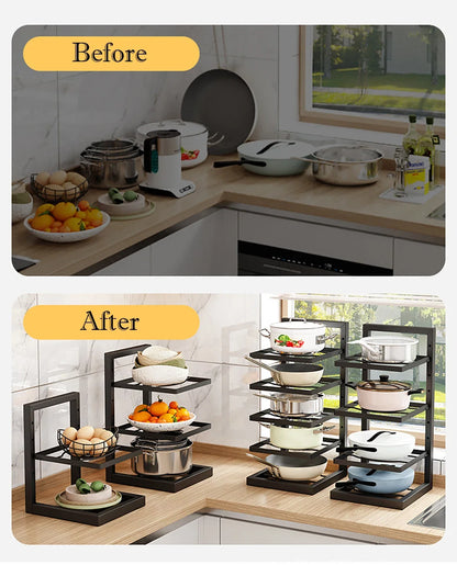 Flexible Pot Rack Stainless Steel Multi Layer Organizer