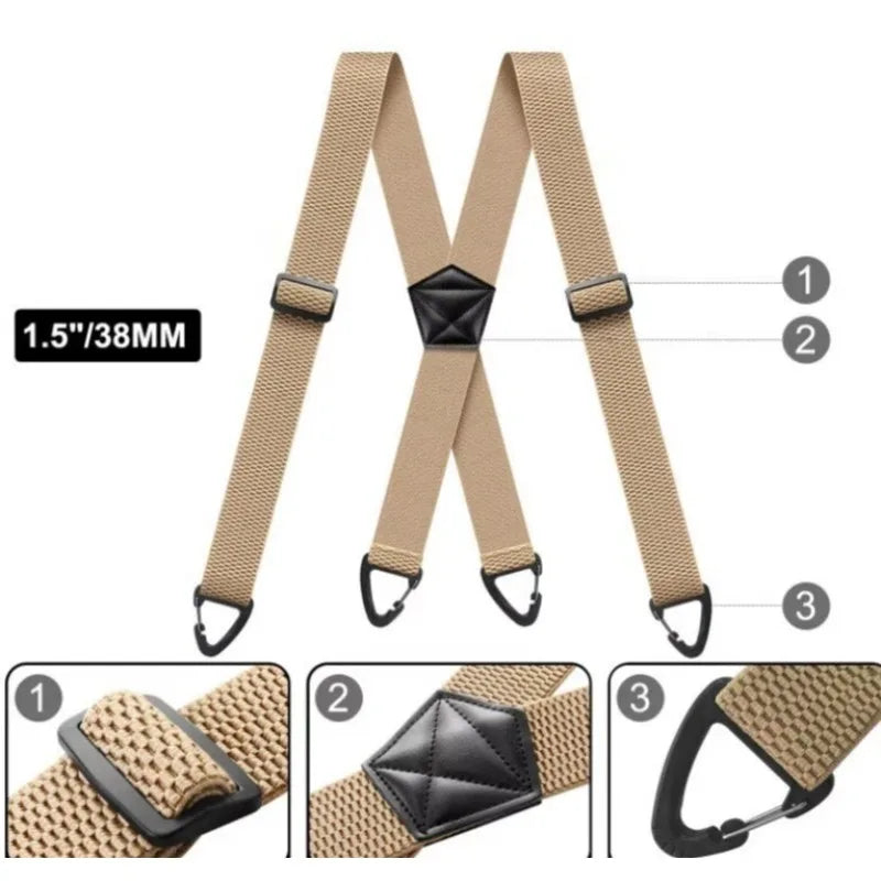 Black Suspenders 3.8cm Wide Y-Back Elastic Work Braces Fall 2026 With Plastic Gripper Clasps