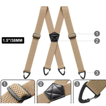 Black Suspenders 3.8cm Wide Y-Back Elastic Work Braces Fall 2026 With Plastic Gripper Clasps