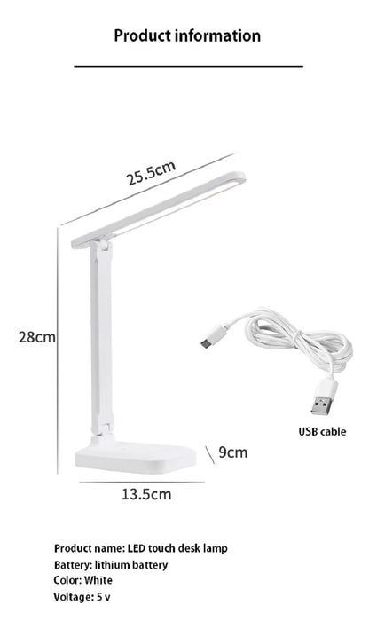 LED Desk Lamp Touch Dimmable Battery-Powered Eye Protection