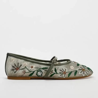 Womens Breathable Ballet Flats - Mary Jane, Mesh, Summer