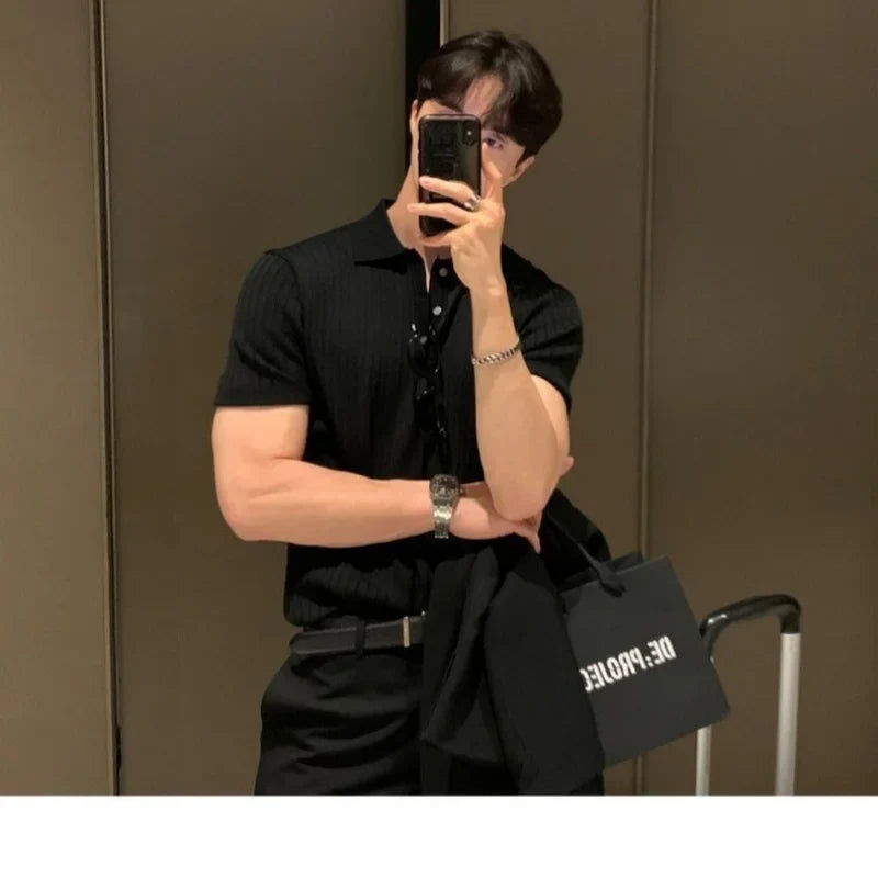 Fast-dry men's golf polo shirt - slim fit short sleeve, polyester, for sports and casual wear