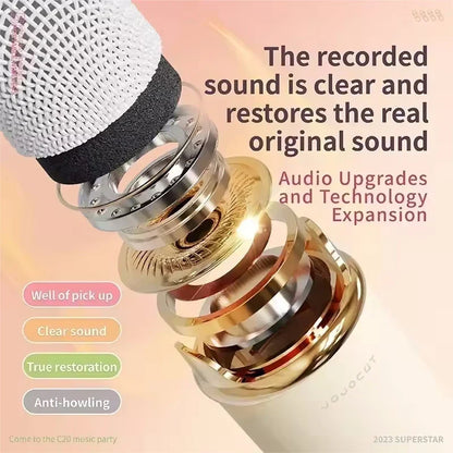Karaoke Travel-Friendly Bluetooth Speaker With Microphone Mini FM Radio Back To School 2025 Gift Idea