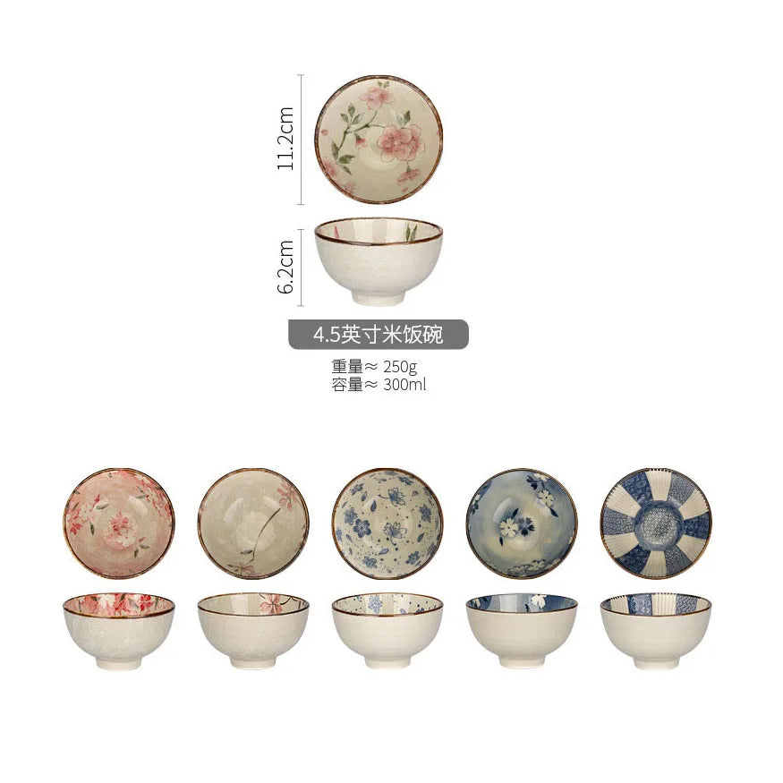 Japanese Ceramic Bowl Kit 6pc Microwave Safe Gift Box