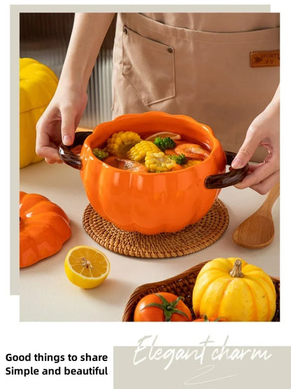 Ceramic2025 Edition Soup Pot Pumpkin Lid Porcelain Large Fall