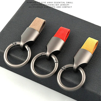 Cowhide Leather Keychain Carabiner Ring Regular Carry