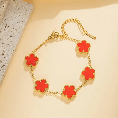 Bracelet2026 Edition Stainless Steel Double Sided Clover Petal Design Gold Plated Five Leaf Charms Gift Idea for Moms Fall