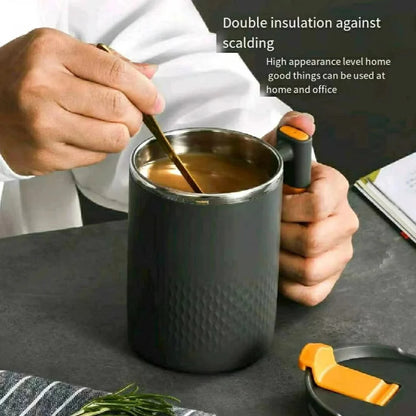450ml Travel-Friendly Stainless Steel Coffee Mug with Handle and Cover Leak-proof Design for Hot or Cold Drinks