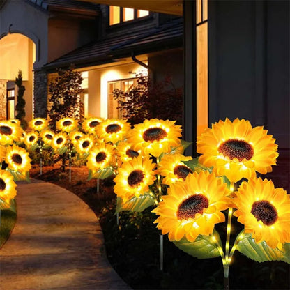Solar2026 Edition Sunflower Lights 3 Head Garden Stake Outdoor LED Landscape Lights Water-Resistant Patio Yard Decor Summer