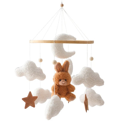Crib Wooden Mobile Felt Bear Musical Newborn Sensory Toys