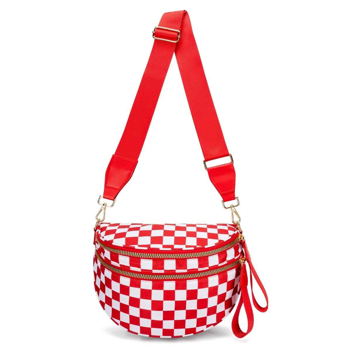 large capacity bum bag, adjustable crossbody mommy travel bag – Casual women's checkered fanny pack