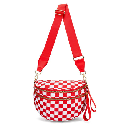 large capacity bum bag, adjustable crossbody mommy travel bag – Casual women's checkered fanny pack