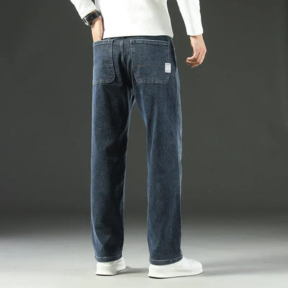 Men’s Stretchy Jeans - Wide Leg, Cotton, Business Casual