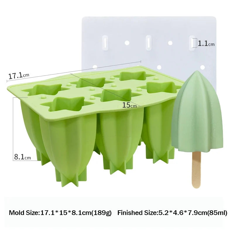 Variant image for 6-Hole Silicone Popsicle Molds for Homemade Ice Cream, Easy Release Ice Pop Maker with Cover and Sticks-9