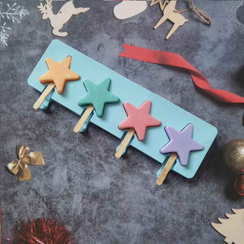 Star-Shaped Silicone Ice Cream Mold, Multi-Use Baking Device for Ice Cream, Chocolate, Jelly, and Cake Pops