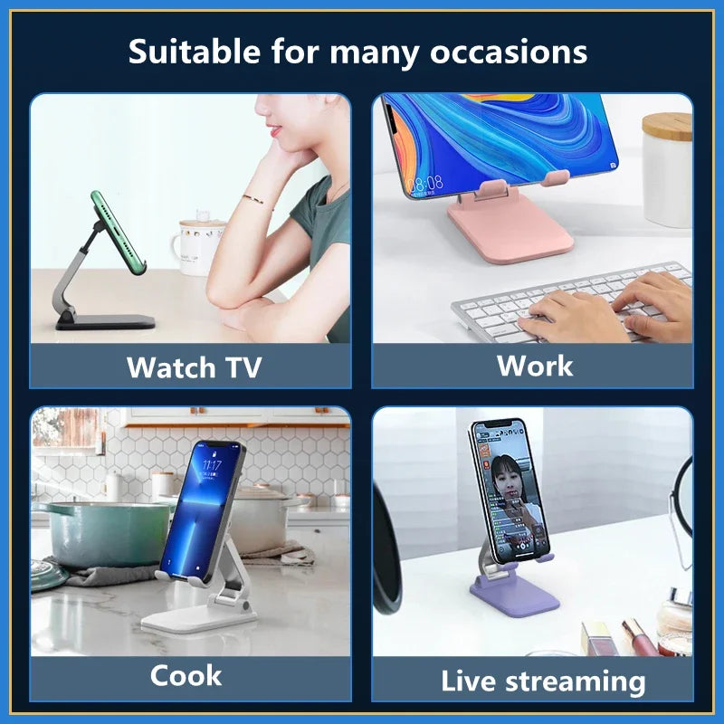 Foldable Aluminum Mobile Phone & Tablet Stand - Comfort-Grip Desk Holder for iPad, iPhone, Adnroid Accessories