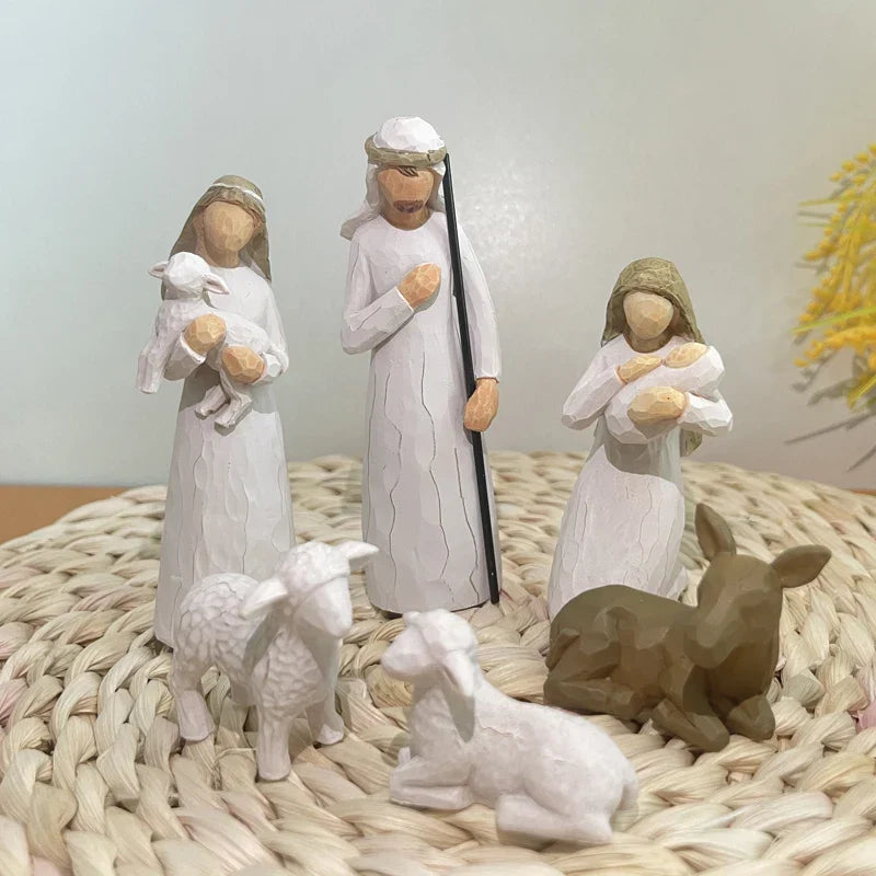Nativity Figurine Kit - Hand-Painted Resin Nativity Scene, Christmas Decor 2025 Gift Idea