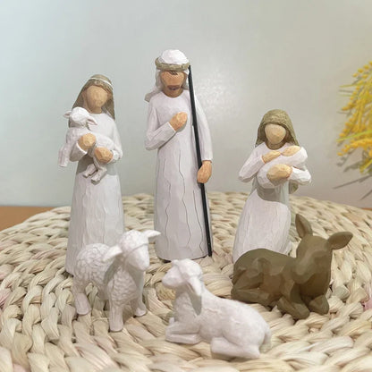 Nativity Figurine Kit - Hand-Painted Resin Nativity Scene, Christmas Decor 2025 Gift Idea
