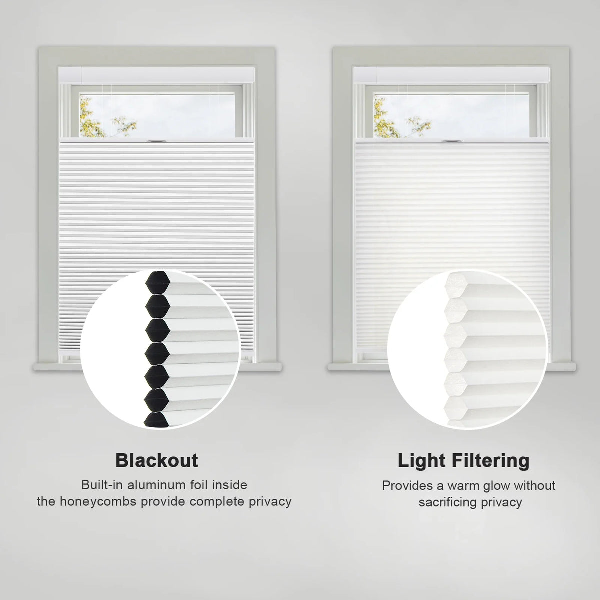 Drill No Honeycomb Blinds Cordless Thermal Insulated 1" Cell Fabric