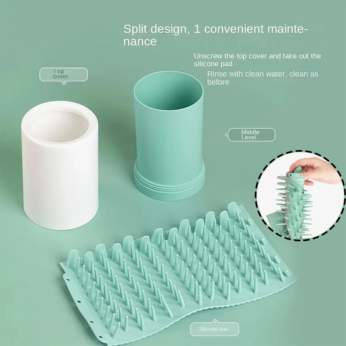 Plush Silicone Pet Paw Washer Cup - Fast Clean for Dogs & Cats, Grooming Maintenance Supplies