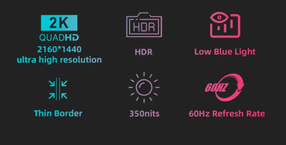 2K Travel-Friendly Monitor 14 Inch Touch HDR 60Hz Gaming Display