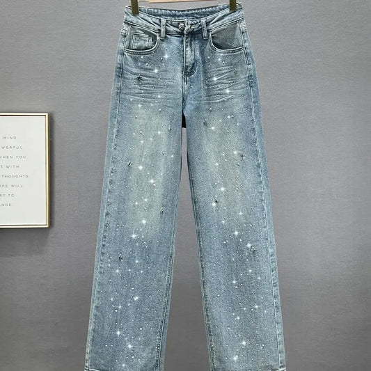 Loose Fit Casual Pants for Women in Blue, Breathable Cotton Polyester, Everyday Comfort Trousers-1