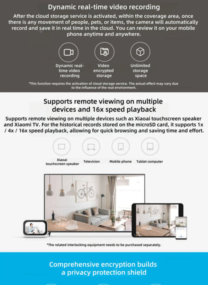Smart Household Security Camera 2K PTZ 3MP Night Vision AI