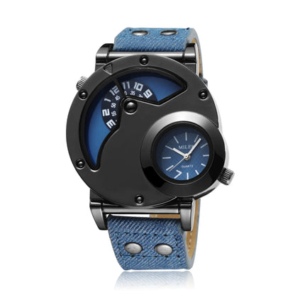 Sport Quartz Watch With Fabric Strap Irregular Alloy Case