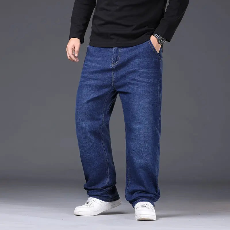 Relaxed Oversized Men's Jeans - High Waist, Stretch Denim