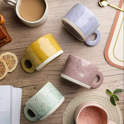 Ceramic Mug 300ml Porcelain Ring Handle Speckled Handmade Contemporary Coffee Cup Fall 2025 Cozy Gift