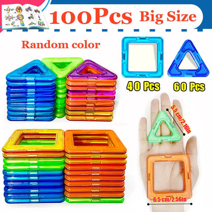 Creative Magnetic Building Blocks Kit - Large & Mini DIY Toys for Kids Aged 7-12, Fun Educational Construction Gift in Mixed Colors