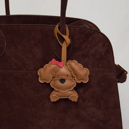 Bag Leather Charm No Face Keychain Black Cozy Cute Gift