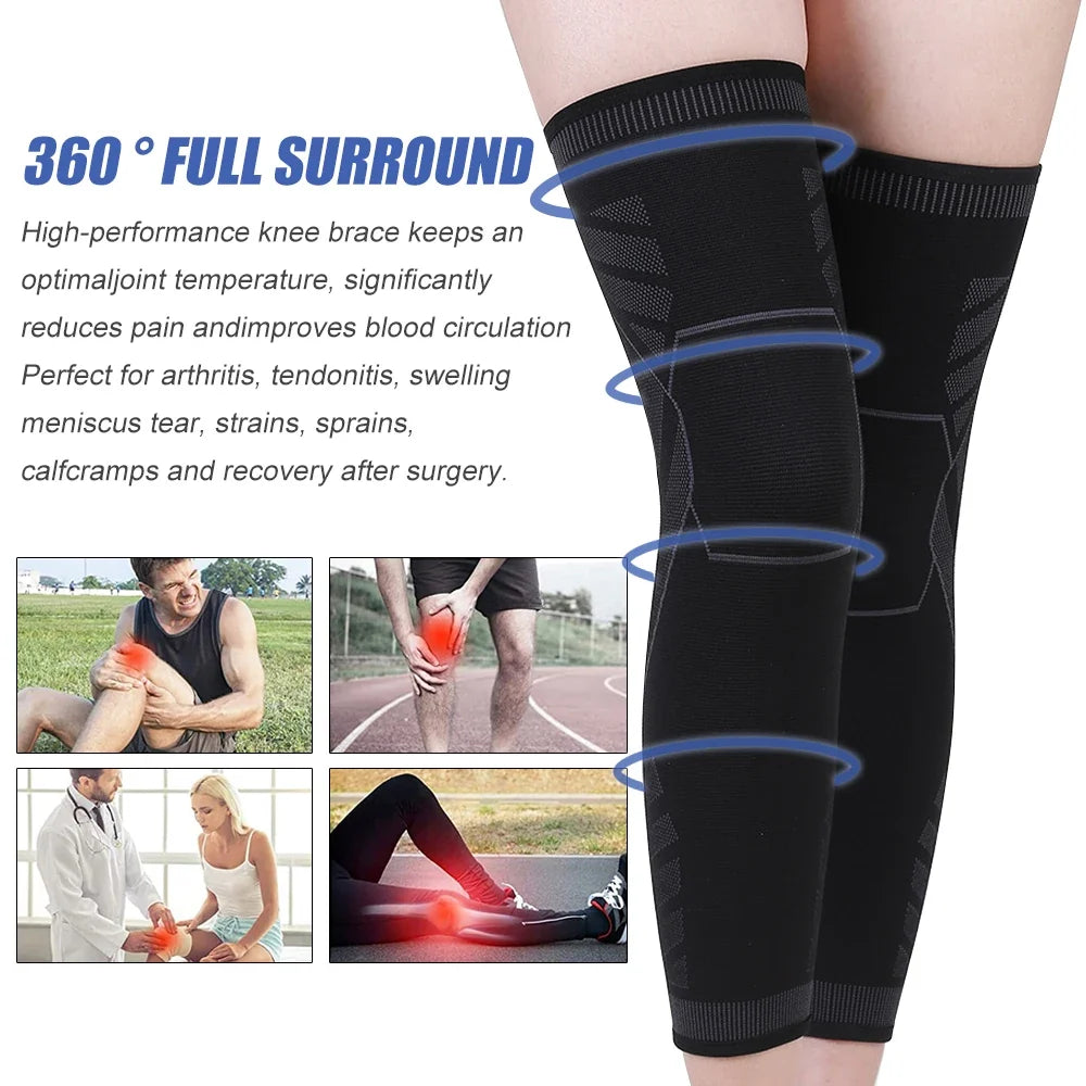 Pair 2026 – Full Leg Compression Sleeve Long Knee Support for Cycling Hiking Basketball