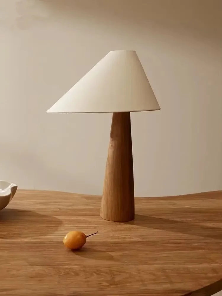 Japandi Conical Oak Floor Lamp Wabi Sabi Retro Lighting Household Decor